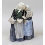 A Royal Copenhagen Figure Group, modelled as two elderly ladies conversing, 28cm h