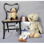 Circa 1930s Clemens German Jointed Teddy Bear, with felt pads to the feet, replacement leather