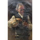 Attributed to Teodor Chominsky (1856-1904) Gentleman with a bottle of Chianti Signed and dated (18)