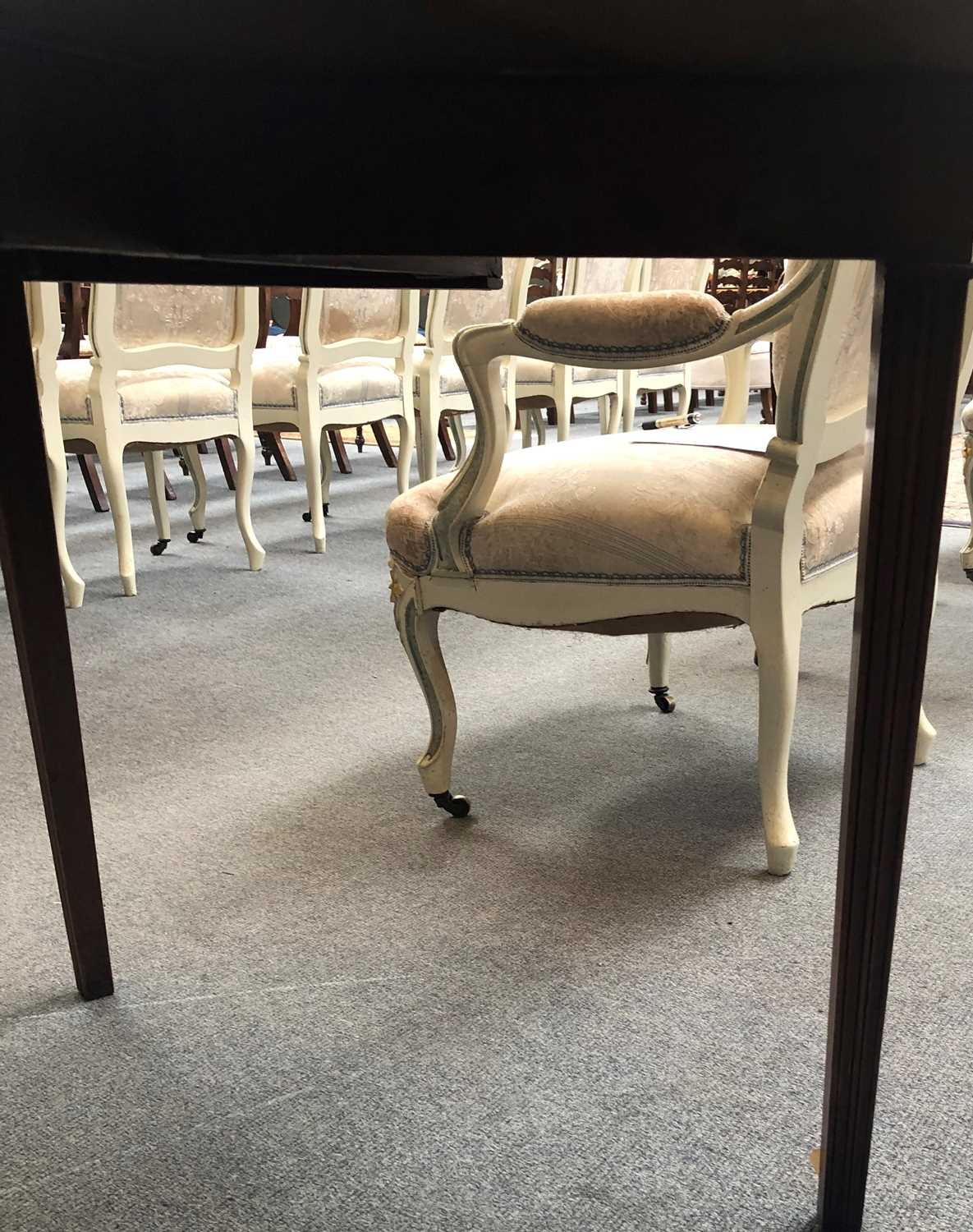 A George III Mahogany Demi Lune Fold Over Card Table, cross banded with fan paterer and on reeded - Image 2 of 9