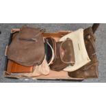 Texier Brown Canvas and Tan Leather Mounted Shoulder Bag, a larger example, vintage cream Texier