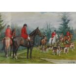 DM & EM Alderson (20th century)Hunting scene with tired houndsSigned and dated 1988, watercolour,
