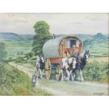 DM & EM Alderson (20th century)Gypsy wagon on Sutton bank, YorkshireSigned and dated 1975,