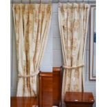 Indiana Goldby Scott & Coles, pair of cream curtains lined and interlined, 199cm drop by 183cm wide