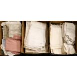 Assorted White Linen, textiles, tablecloths, etc (three boxes)