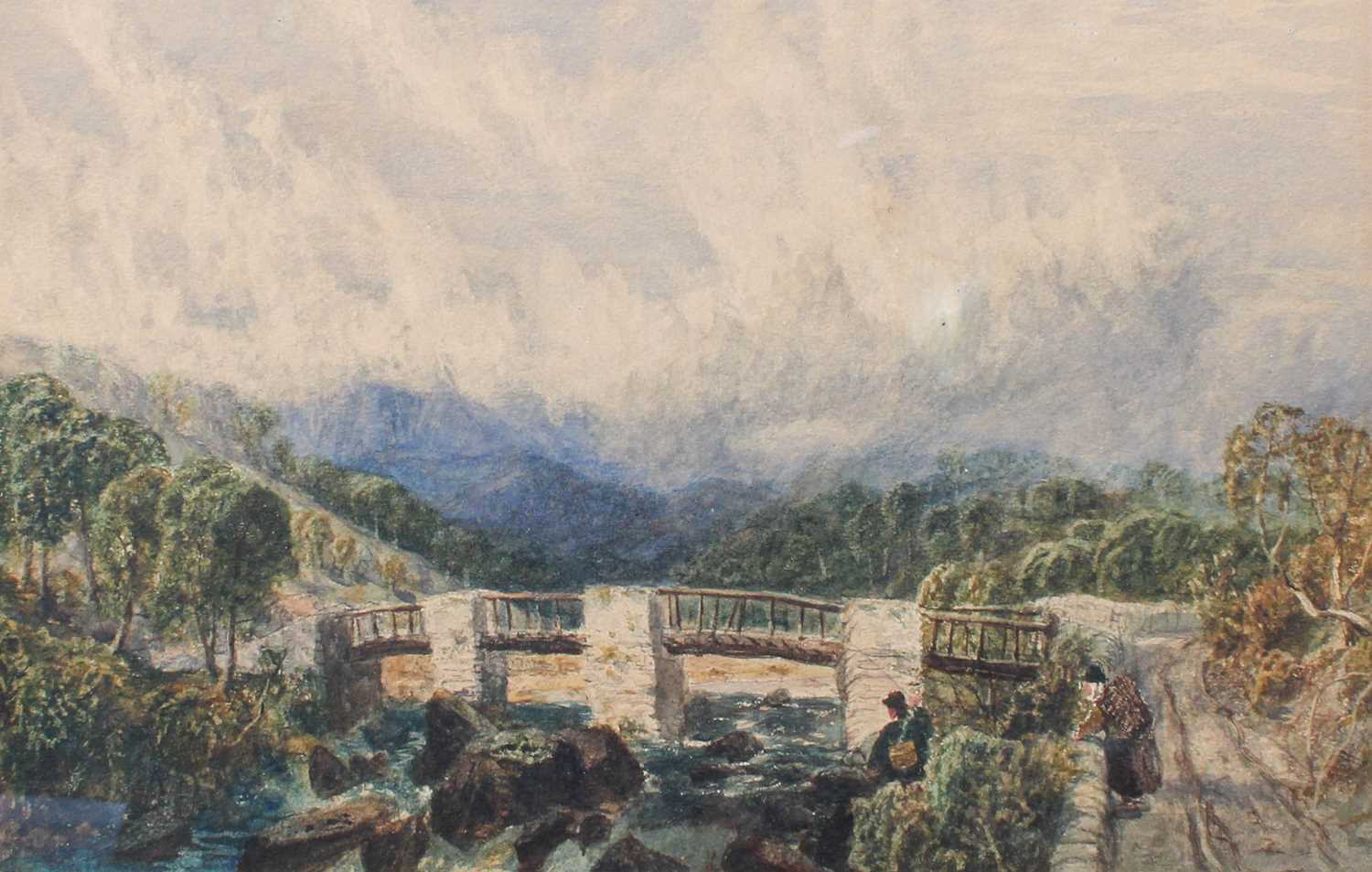 Attributed to John Wright Oakes ARA (1820-1887)"Pont-y-Pant Bridge, Betwys-y-Coed"Watercolour, - Image 3 of 4