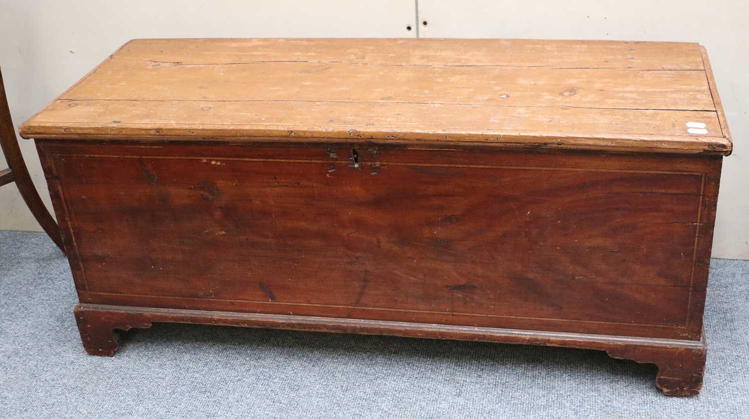 A Large 19th Century Pine Trunk, in original paint, 127cm by 48cm by 54cm