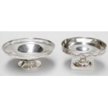 Two George V Silver Pedestal-Dishes, one by Walker and Hall, Sheffield, 1939, circular and with