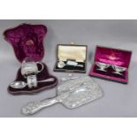 A Collection of Assorted Silver, comprising a cased Victorian christening-set, comprising a mug,