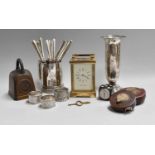 A Collection of Assorted Silver and Other Items, including a silver vase; eleven silver handled