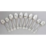 A Collection George IV and Victorian Silver Flatware, single struck King's pattern, comprising 6