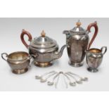 A Four-Piece George V Silver Tea Service, by Israel Sigmund Greenberg, Birmingham, 1929, each