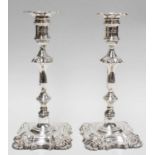 A Pair of Edward VII Silver Candlesticks, by Hawksworth, Eyre and Co. Ltd., 1904, each in the George