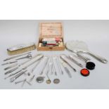 A Collection of Assorted Items, including various items of flatware, a hand-mirror; a clothes-