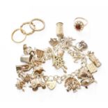 A Small Quantity of Jewellery, including a 9 carat gold garnet and split pearl cluster ring,