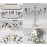 A Collection of Assorted Silver Plate, including a shaped oval gallery tray with pierced sides; an