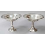 A Pair of Edward VII Silver Pedestal-Dishes, by Thomas Bradbury and Sons Ltd., Sheffield, 1908,