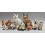 Beswick Cats, ten assorted models together with a Beatrix Potter model 'Tabitha Twitchit and Miss