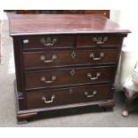 A George III Mahogany Batchelors Chest, with moulded rectangular top, fluted quarter columns and