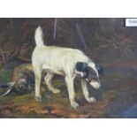 E* Gilbert (20th Century)Study of terrier and hareSigned, oil on canvas, 28.5cm by 39cm