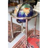 MJ Lronejja: A Semi-Precious Hardstone Globe, modern, the brushed/chromed metal frame on tubular