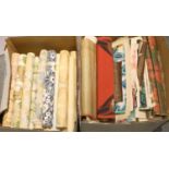 Assorted Circa 1950s and Later Wallpaper Designs, original and printed, fabric samples etc(two