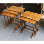 A Reproduction Nest of Three Tables, the largest 52cm by 34cm by 56cm and A Further Pair of