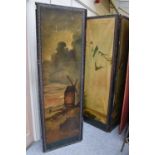 A Victorian Scrap Work Four Panel Folding Screen, painted to the reverse, each panel 57cm by 181cm