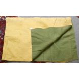 Early 20th Century Reversible Whole Cloth Quilt, comprising khaki green to one side and bright