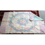 Early 20th Century Single Patchwork Quilt, comprising a central star incorporating pink, blue and
