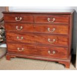 A George III Mahogany Chest, with cock beading and on bracket feet, 108cm by 52cm by 83cm