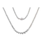 An 18 Carat White Gold Diamond Rivière Necklacethe graduated round brilliant cut diamonds in claw