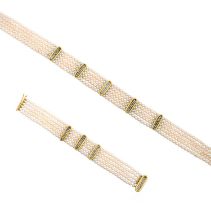 An 18 Carat Gold Cultured Pearl and Diamond Five Row Choker and A Matching Braceletthe uniform