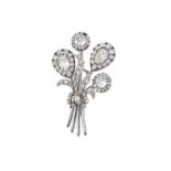 A Diamond Floral Spray Broochrealistically modelled as ribbon tied flowers, set throughout with