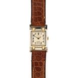 LeCoultre: A Lady's Art Deco 18 Carat Two Colour Gold Square Shaped Wristwatch, signed LeCoultre,