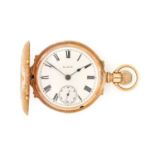 Elgin: A 14 Carat Two Colour Gold Full Hunter Keyless Pocket Watch, signed Elgin, National Watch Co,