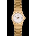 Omega: An 18 Carat Gold Calendar Centre Seconds Wristwatch, signed Omega, model: Constellation, ref: