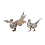 A Pair of Elizabeth II Silver Pheasants Ornaments, by Garrard and Co. Ltd., London, 1997