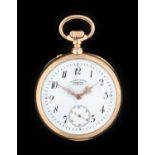 A.Lange & Sohne: An 18 Carat Gold Keyless Open Faced Pocket Watch, signed A.Lange & Sohne,