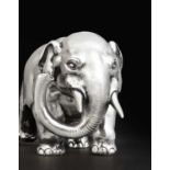 A Russian Silver Table-Lighter in the Form of an Indian Elephant, by Fabergé, With Imperial Warrant