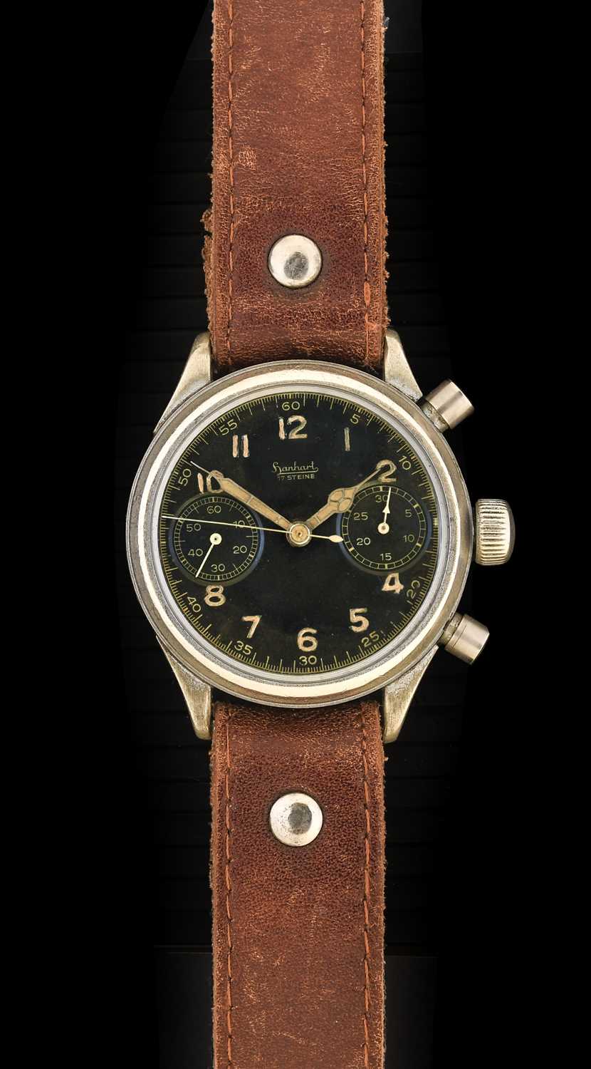 Hanhart: A Rare Second World War German Luftwaffe Pilots Chronograph Wristwatch, signed Hanhart,