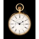 J.Hargreaves & Co: An 18 Carat Gold Open Faced Keyless Chronograph Pocket Watch, signed J.Hargreaves