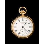 West End Watch Co: An 18 Carat Gold Open Faced Keyless Minute Repeater Pocket Watch, signed West End
