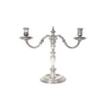 An Elizabeth II Silver Two Light Candelabrum, by Wakely and Wheeler, London, The Branches 1983, The