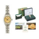 Rolex: A Lady's Automatic Calendar Centre Seconds Wristwatch, signed Rolex, Oyster Perpetual,
