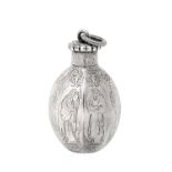 A Continental Silver Flask, With Indistinct Marks, Probably 19th Century