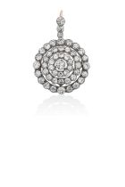A Diamond Pendant, circa 1880the central old cut diamond within a triple openwork border of old