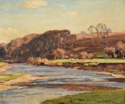 Owen Bowen ROI, PRCam A (1873-1967) "River Wharfe Wattle Syke" Signed, oil on canvas, 50cm by