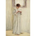 Henry Silkstone Hopwood (1860-1914)Lady in whiteSigned and dated 1908, watercolour, 53cm by 36.5cm