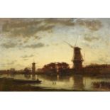 Félix Ziem (1821-1911) FrenchWindmills in the evening hour, Holland Signed, oil on canvas, 70cm by